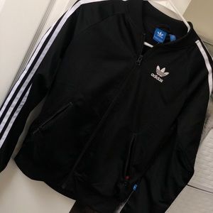 Black and white Adidas zip up jacket